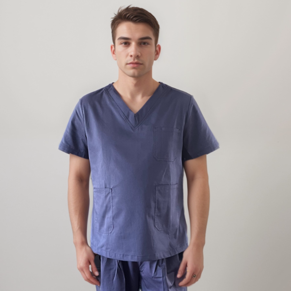 Scrub Top for Mens - Navy Blue