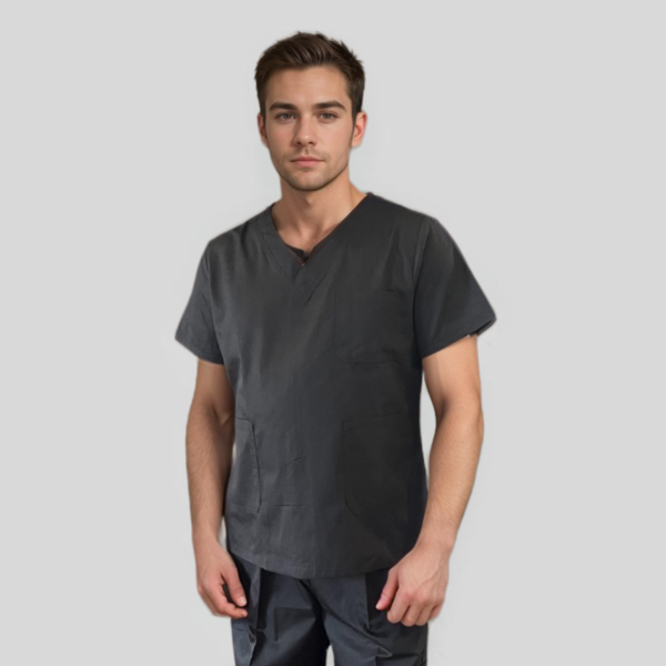 Scrub Top for Mens - Black